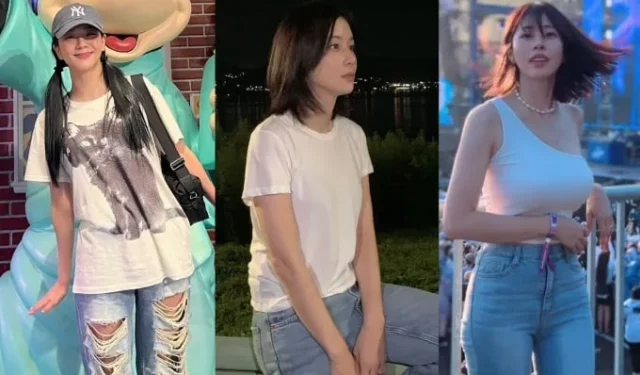 Odświeżająca moda na białe koszulki i dżinsy: BLACKPINK Jisoo, Lee Bo Young i Seo Dong Joo prezentują stylowy wygląd