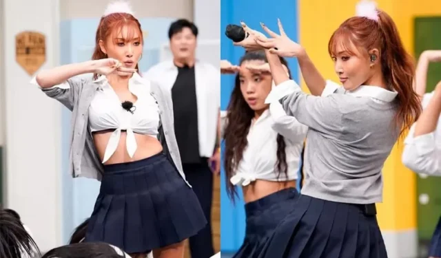 Hwasa tritt bei „Knowing Bros“ in einer Schuluniform auf, die wie ein Bikini aussieht