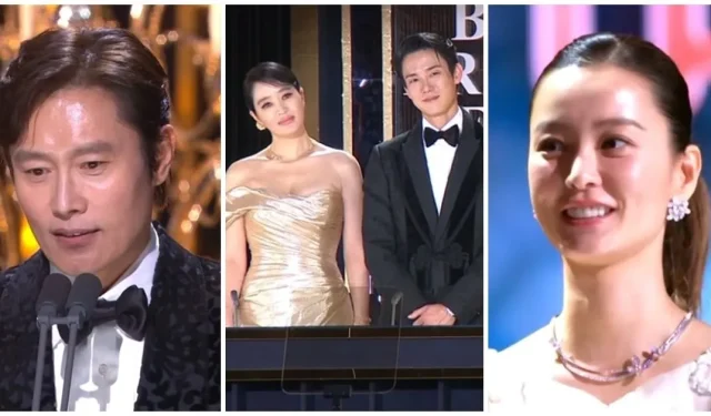 Lee Byung-hun, miglior attore per “44th Blue Dragon”, e Jung Yu-mi, migliore attrice, hanno chinato la testa davanti a “questa persona”