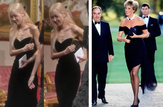 Traje para banquete de estado: coincidência interessante entre BLACKPINK e Princesa Diana