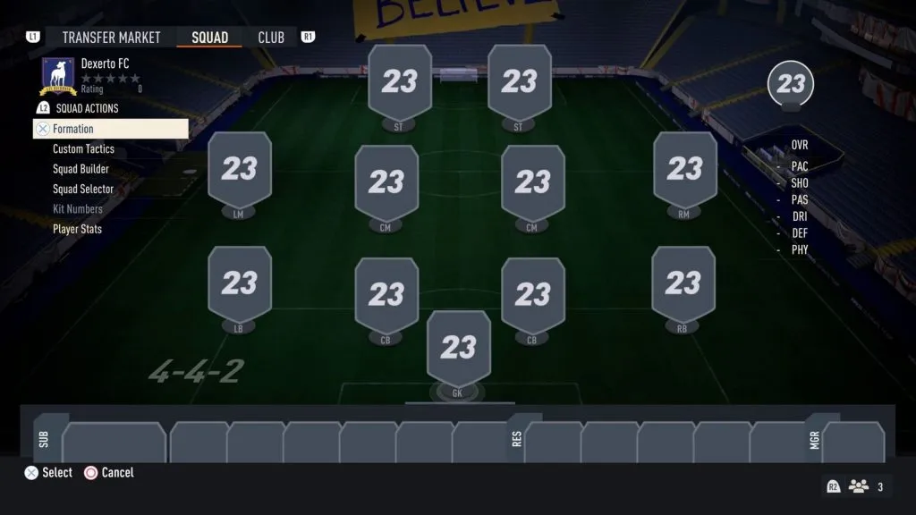 Formação 4-4-2 no FIFA 23