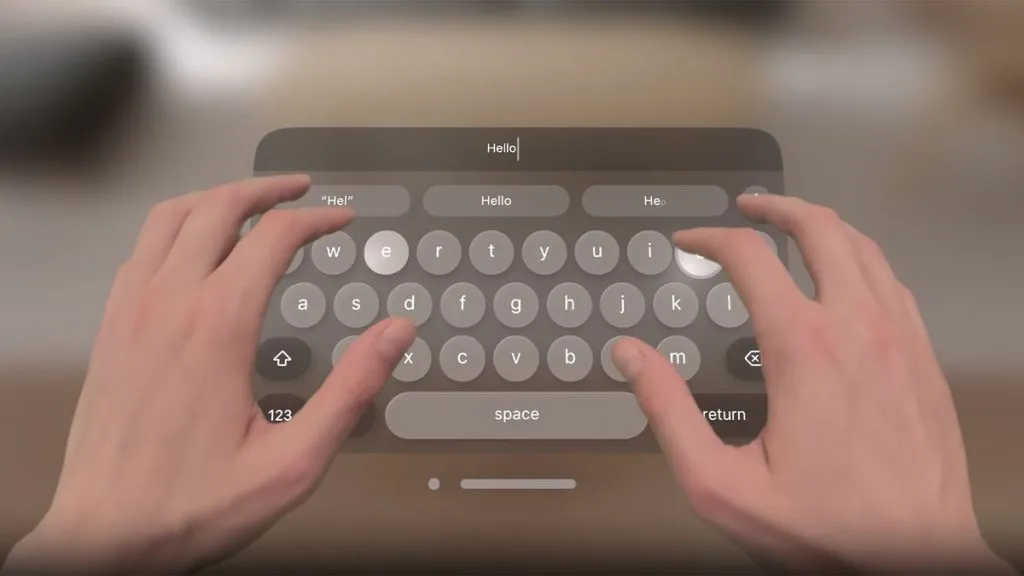 Demo der virtuellen Tastatur von Apple Vision Pro