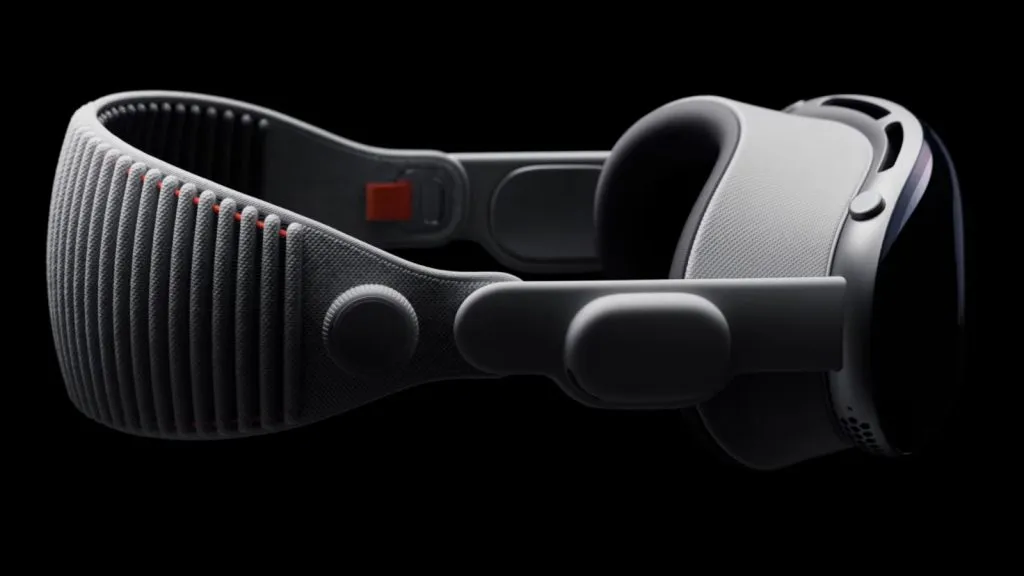 Vista lateral de los auriculares Apple Vision Pro