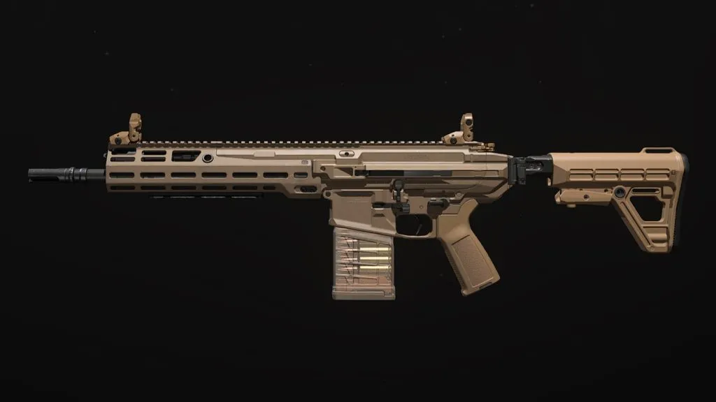 Rifle de batalha BAS-B na prévia do armeiro Modern Warfare 3.