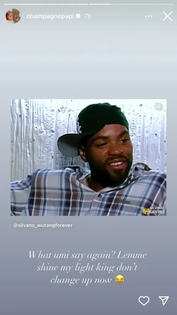 Drake condivide l'intervista di Method Man su Instagram Stories