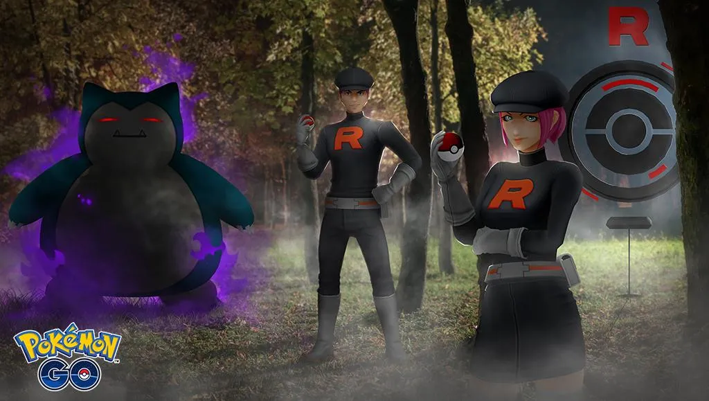 Illustrazione del Team Go Rocket e Shadow Snorlax in Pokemon Go