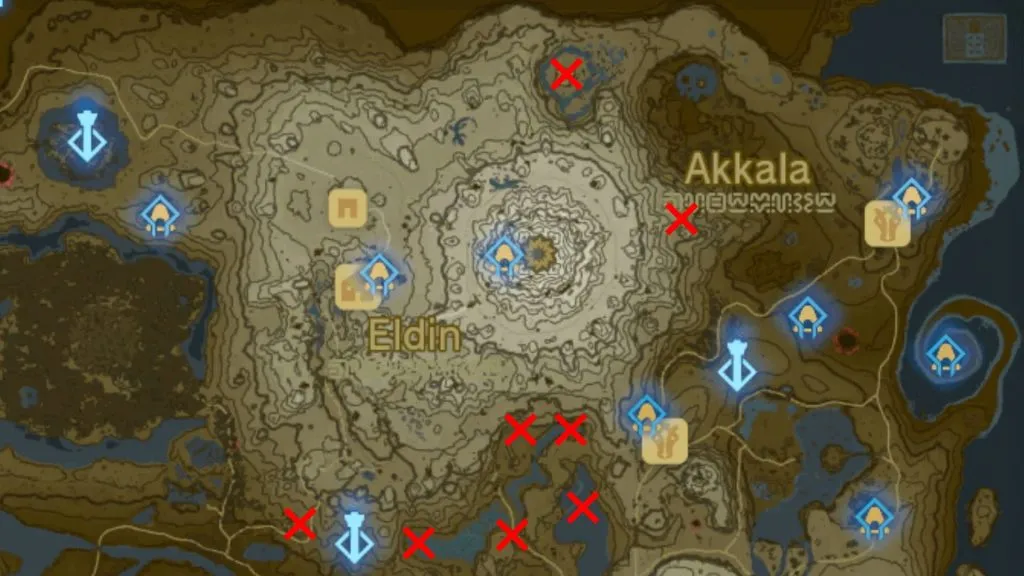 Eldin Korok Seeds 地點 王國之淚