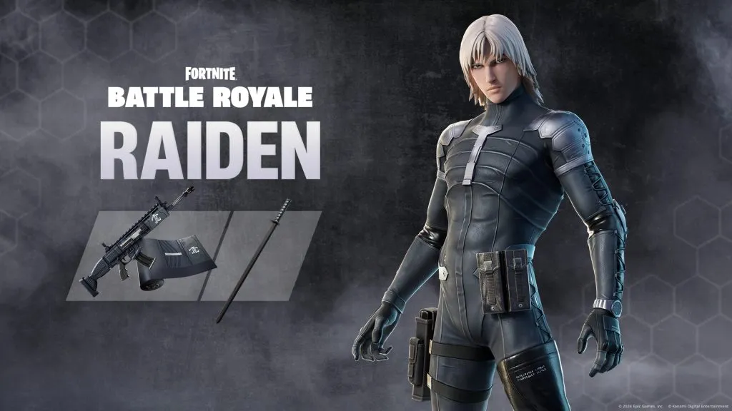 Skin et cosmétiques Fortnite MGS Raiden dans le jeu.