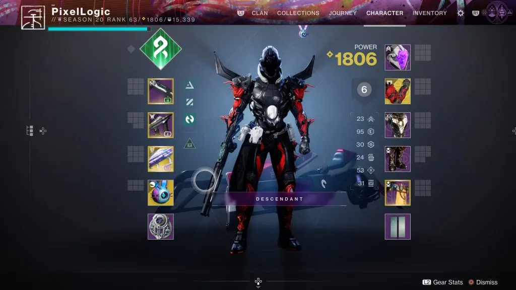 Um titã na tela do personagem de Destiny 2