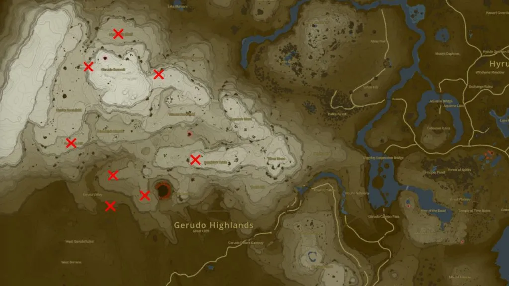 Emplacement des graines de Gerudo Korok