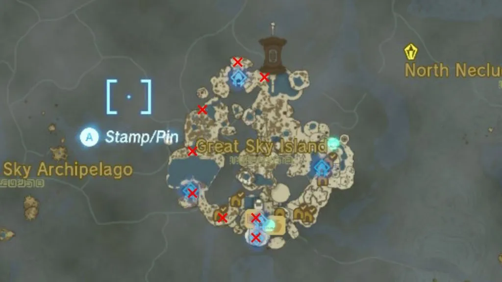 Ubicación de Great Sky Island Korok Seeds