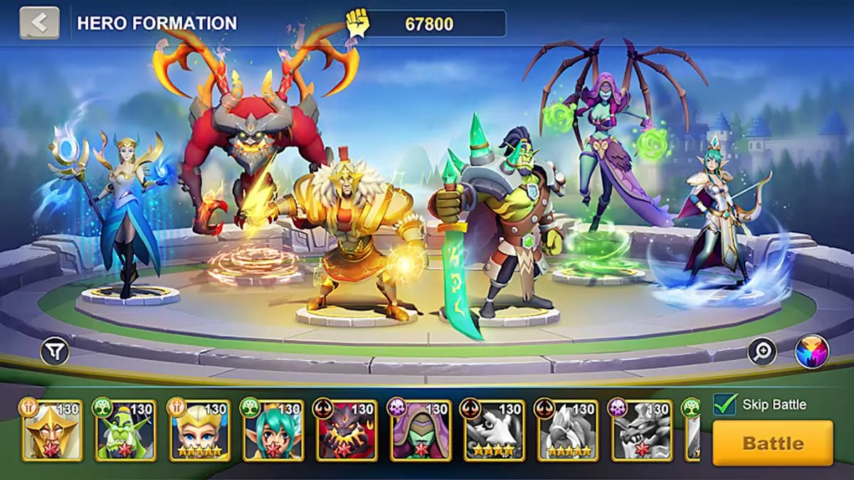 Ein Bild, das das Gameplay in Idle Heroes zeigt