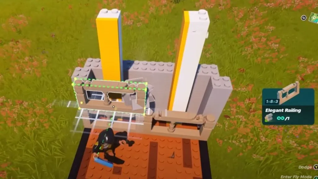 Estructura de pared LEGO Fortnite utilizada en la construcción de automóviles.