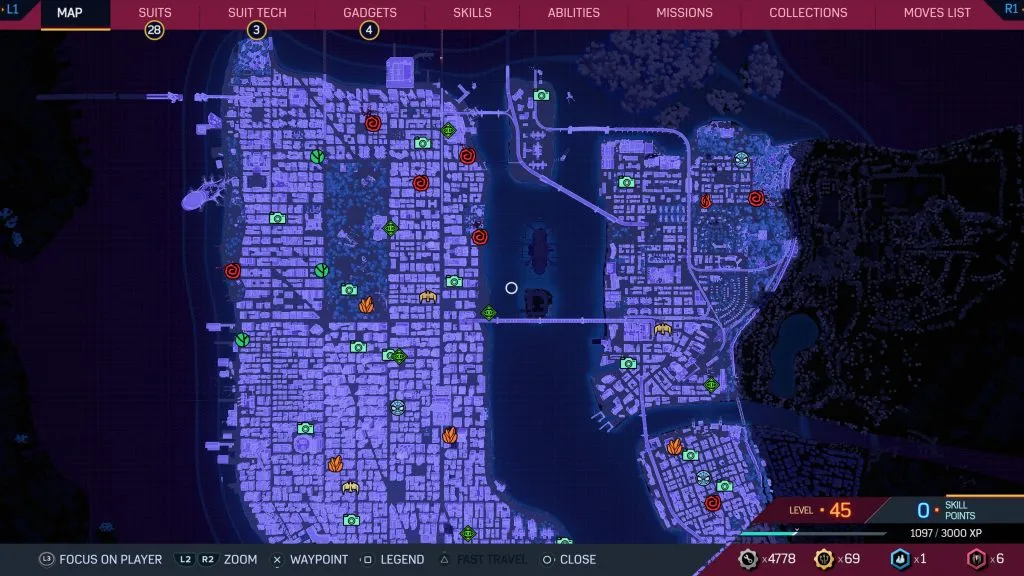 マーベルのスパイダーマン 2 の地図