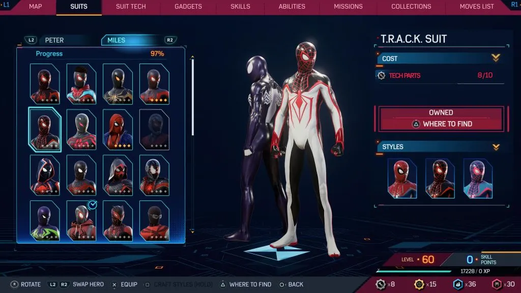 Marvel's Spider-Man 2 の T.R.A.C.K スーツ