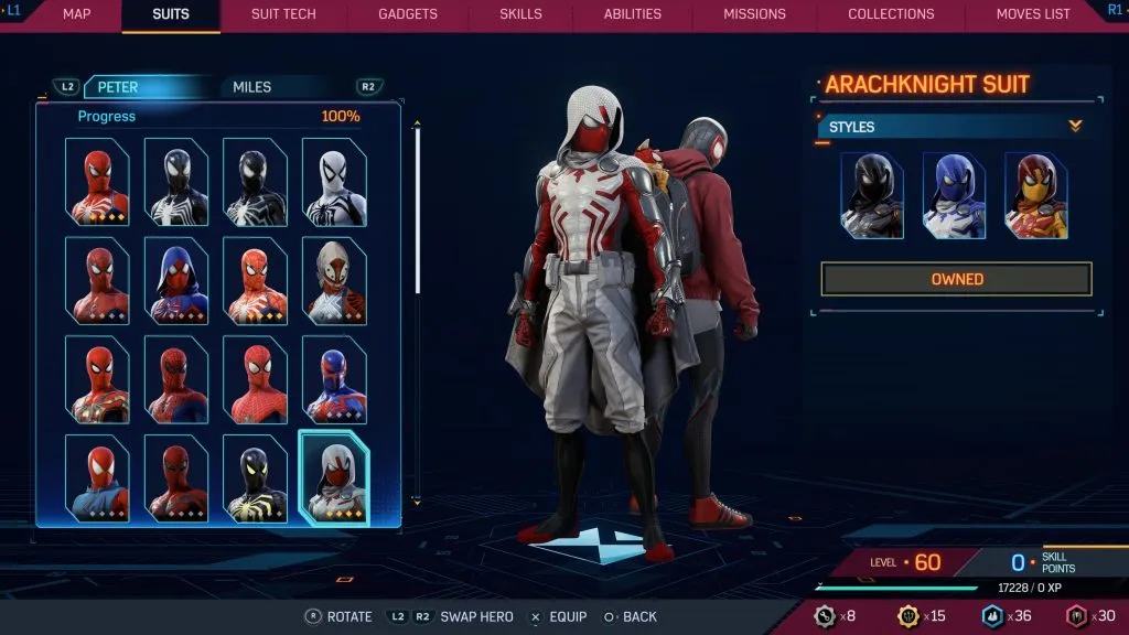 Marvel's Spider-Man 2 のアラクナイト スーツ