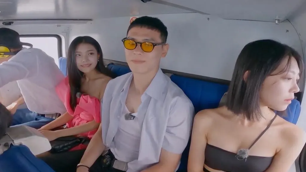 Min-ji, Gwan-hee und Hye-seon im Helikopter von Singles Inferno Staffel 3.