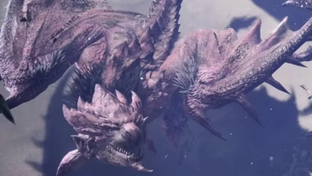 Pink Rathian schaut nach oben