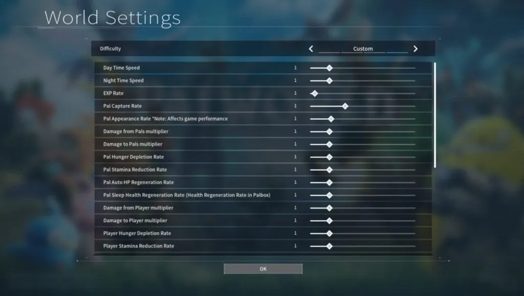 Palworld-Einstellungen