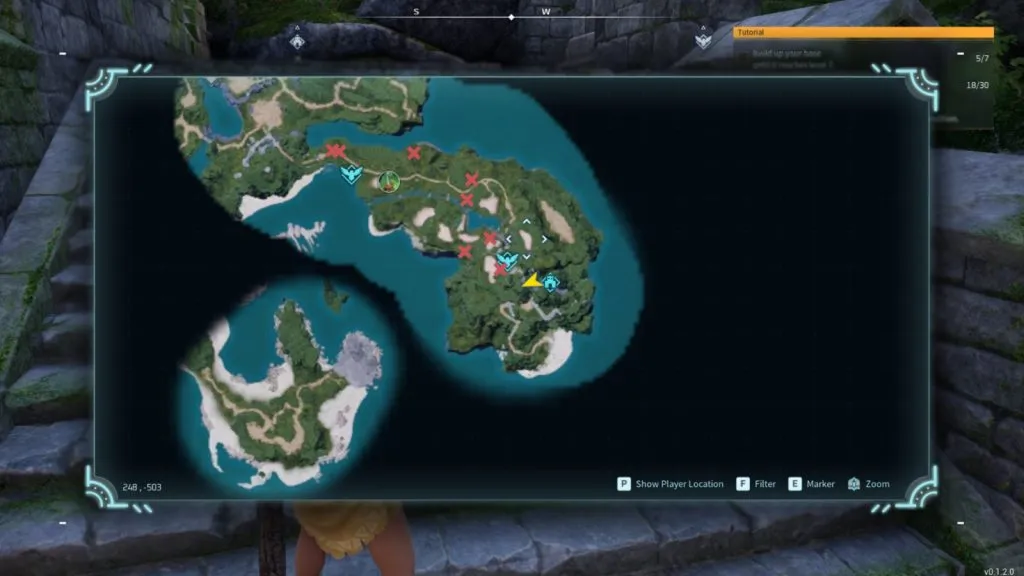 Palworld マップ内の Chikipi の位置を示すスクリーンショット