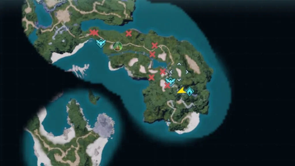 Una captura de pantalla que muestra la ubicación de Lamball en Palworld.