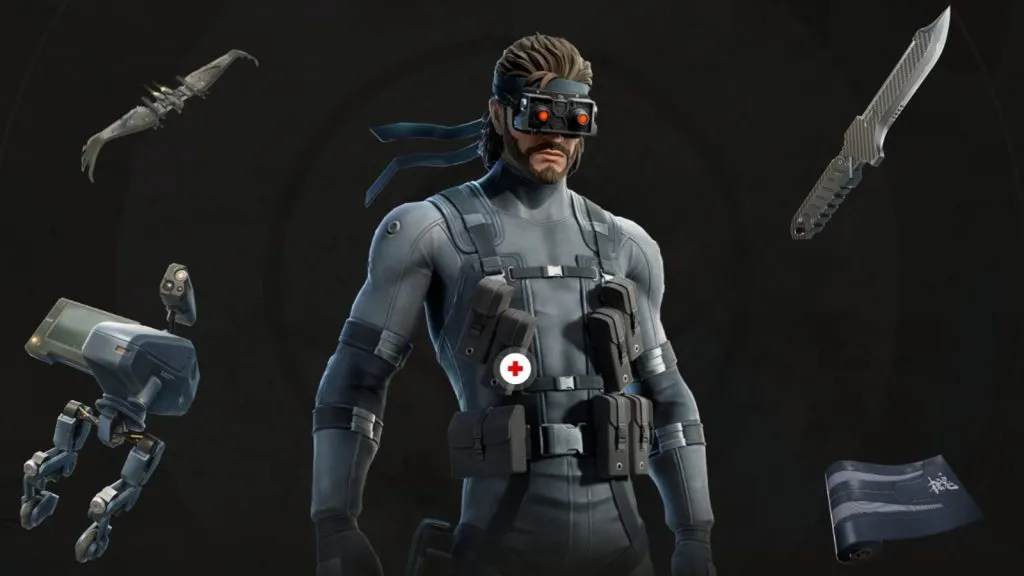 Solid Snake Fortnite Skin Style com óculos de visão noturna.