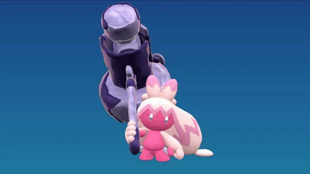 Tinkaton aparecendo em Pokémon Scarlet e Violet