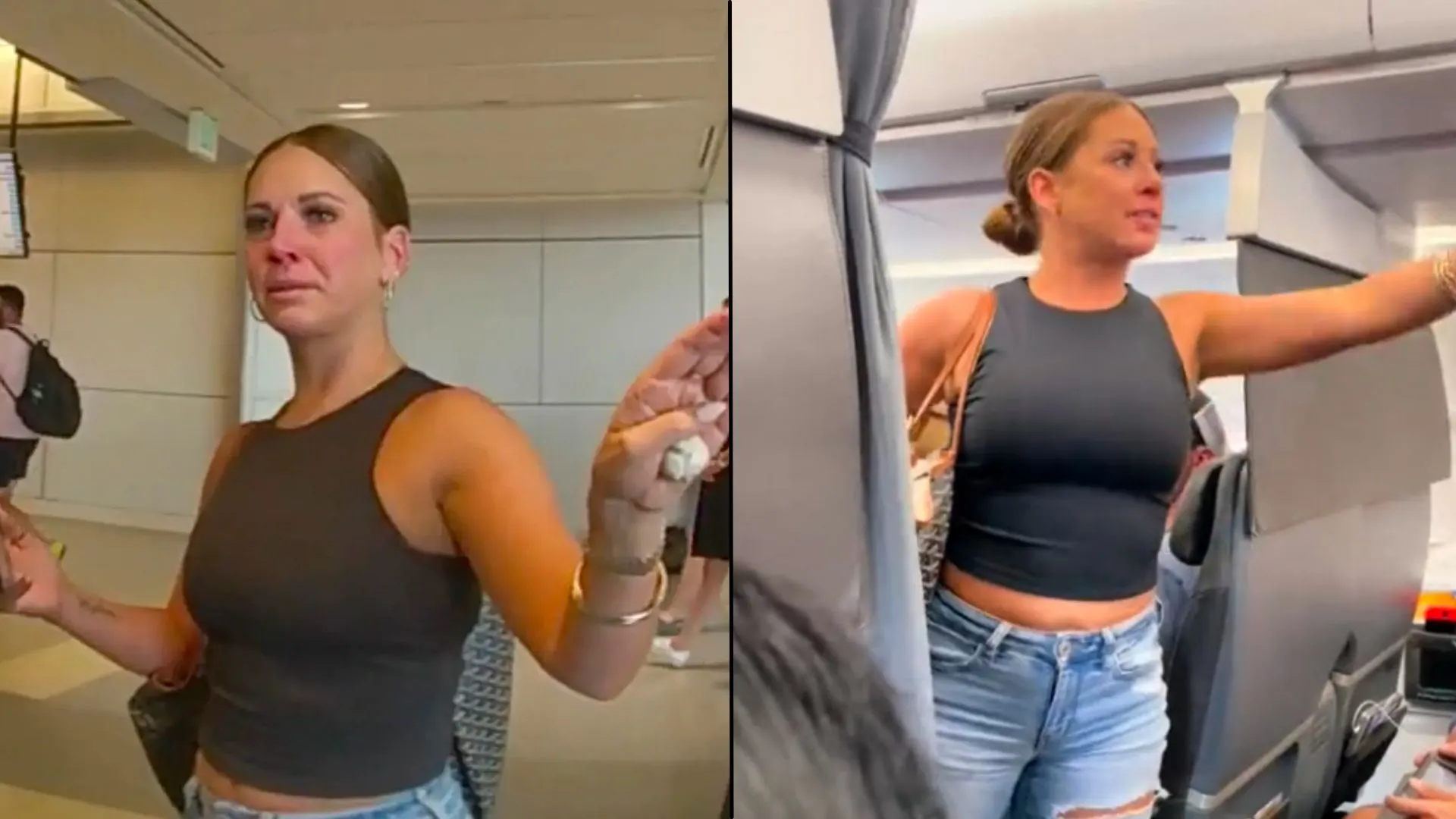 Tiffany Gomas del video viral de un avión no real discutiendo con la policía y en el avión