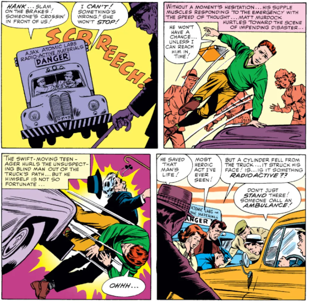 Matt Murdock est aveuglé par un camion transportant des isotopes radioactifs