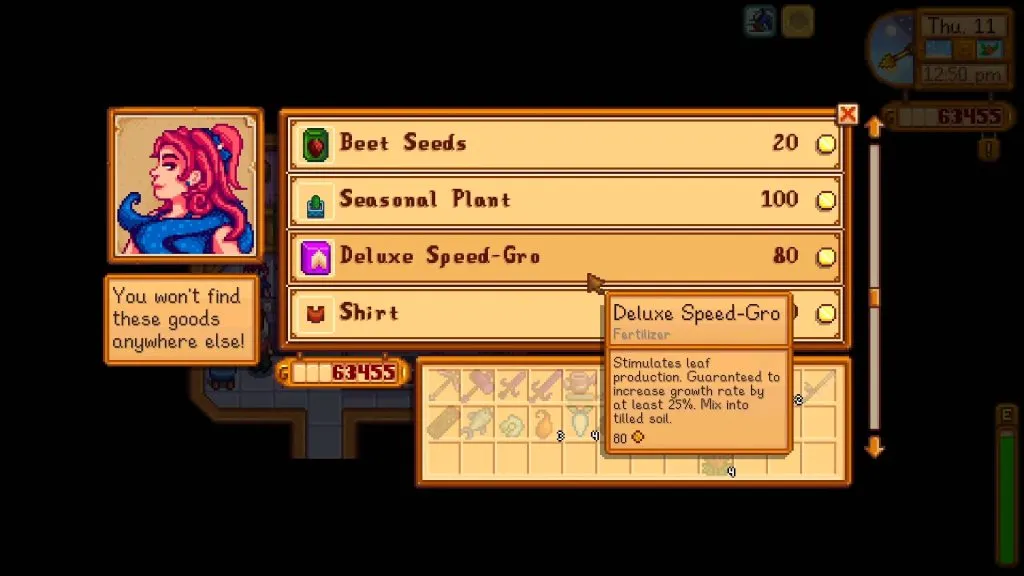 velocidad de lujo gro stardew Valley