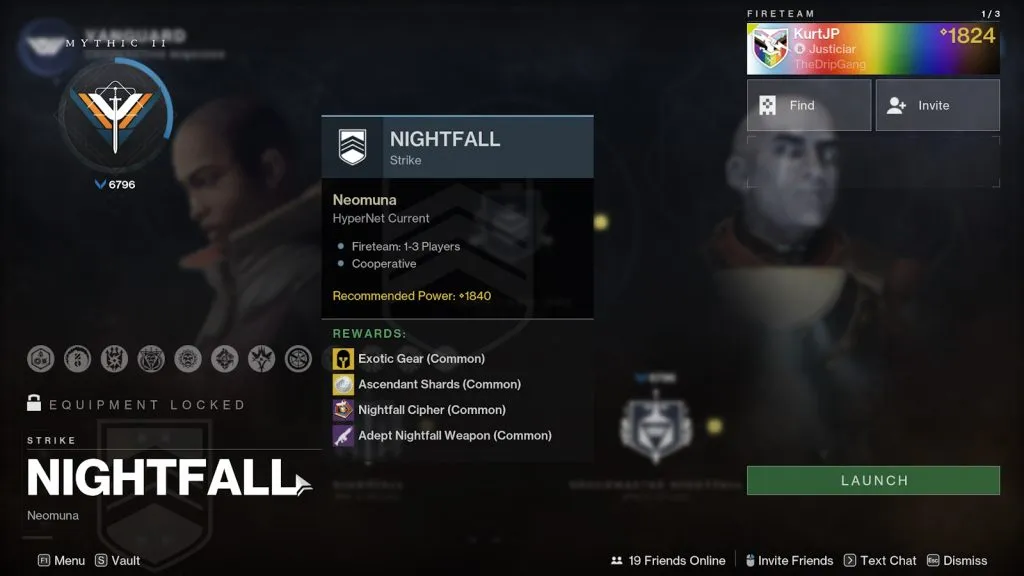 Interfejs Arcymistrza Nightfall w Destiny 2