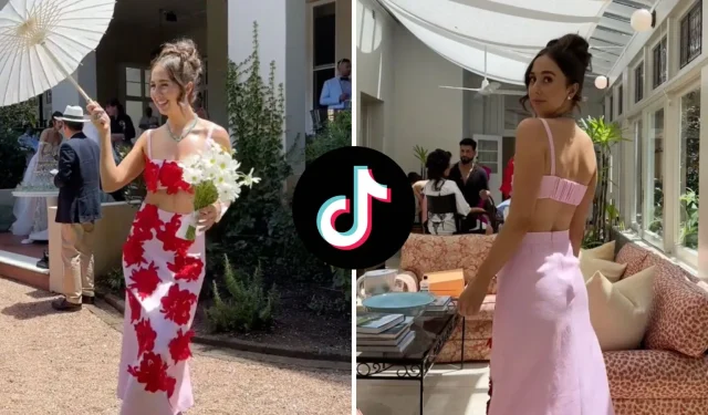 Mujer criticada por usar un vestido de dama de honor de dos piezas en su boda