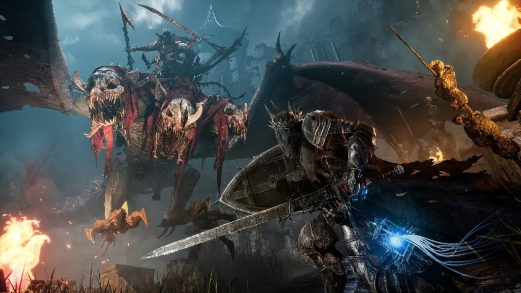 Une image promotionnelle de The Lords of the Fallen mettant en scène le combat.