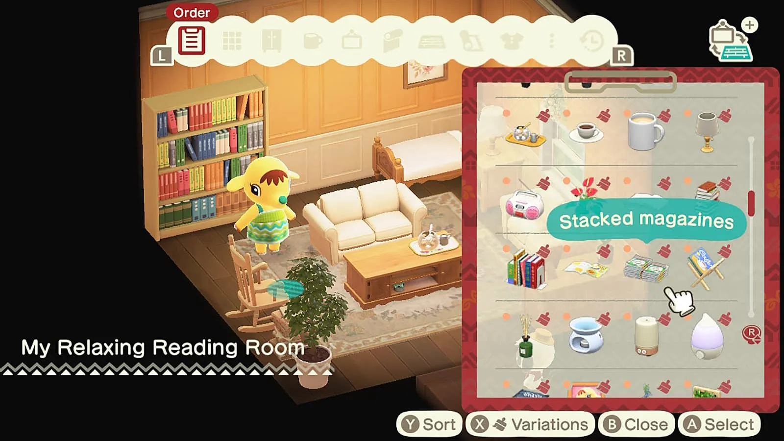 Happy Home Paradise のインテリア デザイン UI を使用した読書室の Eloise を示すスクリーンショット