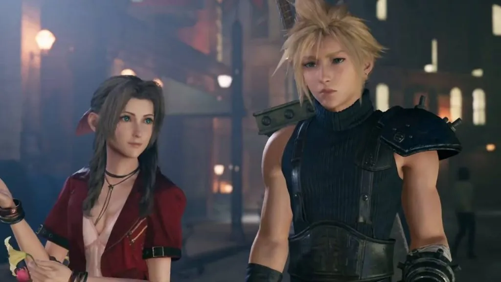 Cloud e Aerith em Final Fantasy 7 Remake