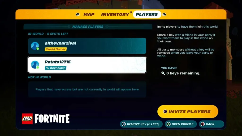 Invitation d'un ami LEGO Fortnite