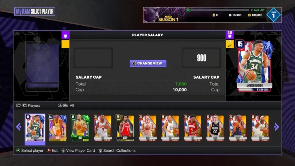 myteam 2k24 3에서 카드 등급을 매기는 방법