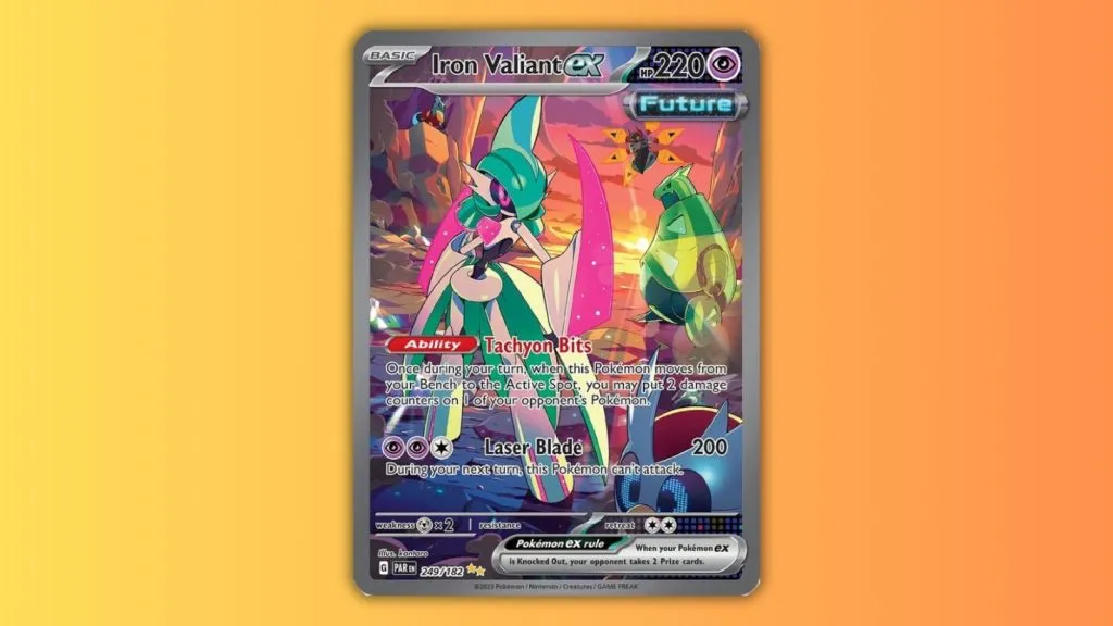 Iron Valiant ex tarjeta Pokémon TCG de Paradox Rift