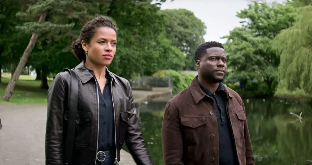 Gugu Mbatha-Raw dans le rôle d'Abby et Kevin Hart dans le rôle de Cyrus dans Lift