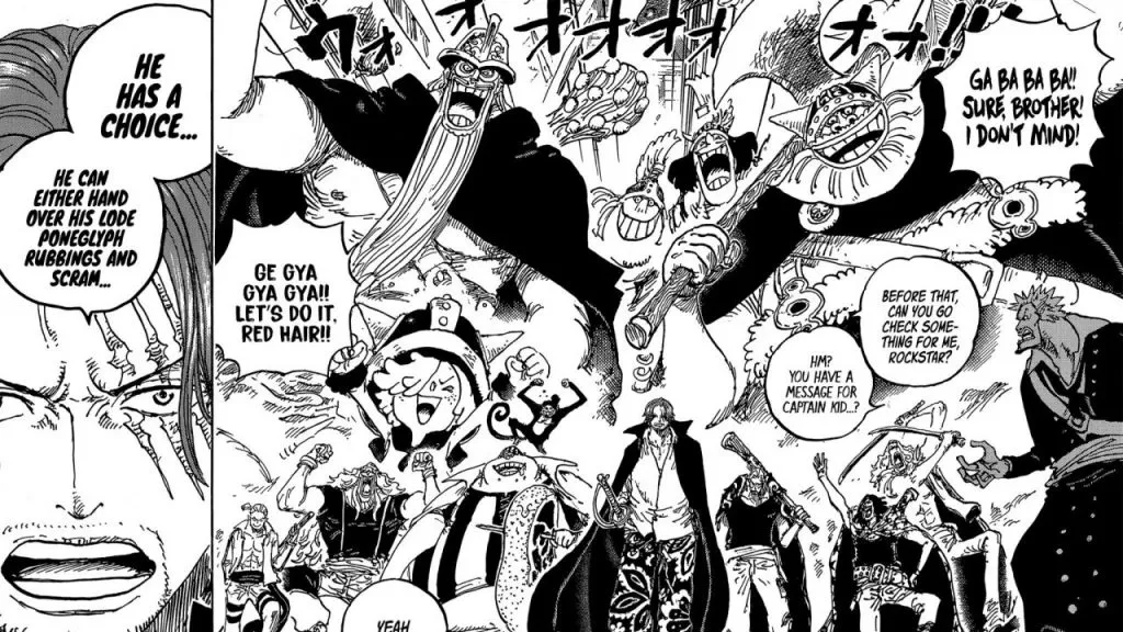 Un'immagine di Shanks in Elbaf di One Piece