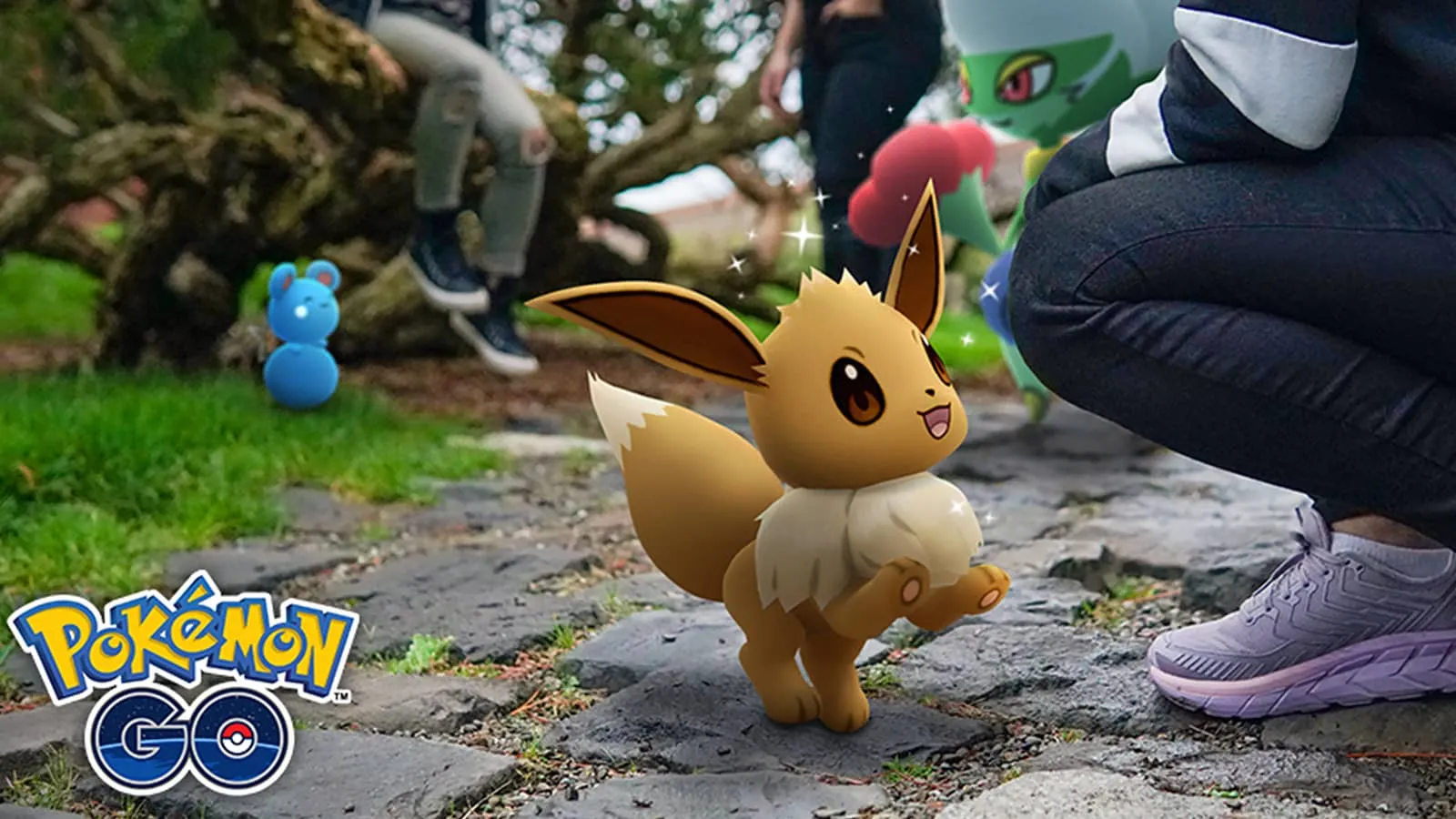 Una imagen de Eevee y su entrenador en Pokémon Go con el estatus de mejor amigo