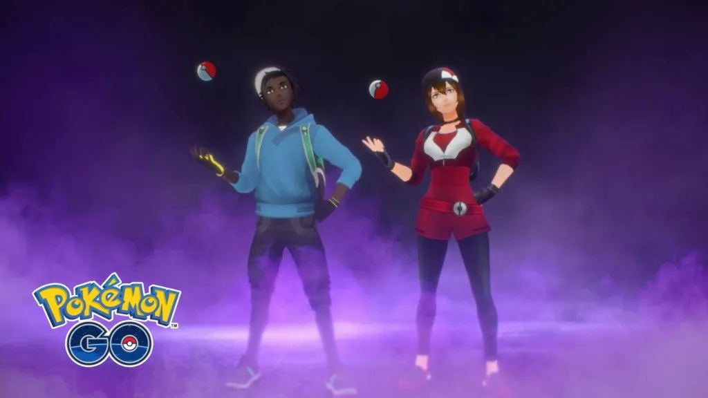 L'art clé de l'événement Pokemon Go Taken Treasures montre deux entraîneurs de Pokemon Go lançant une Poke Ball de manière menaçante.