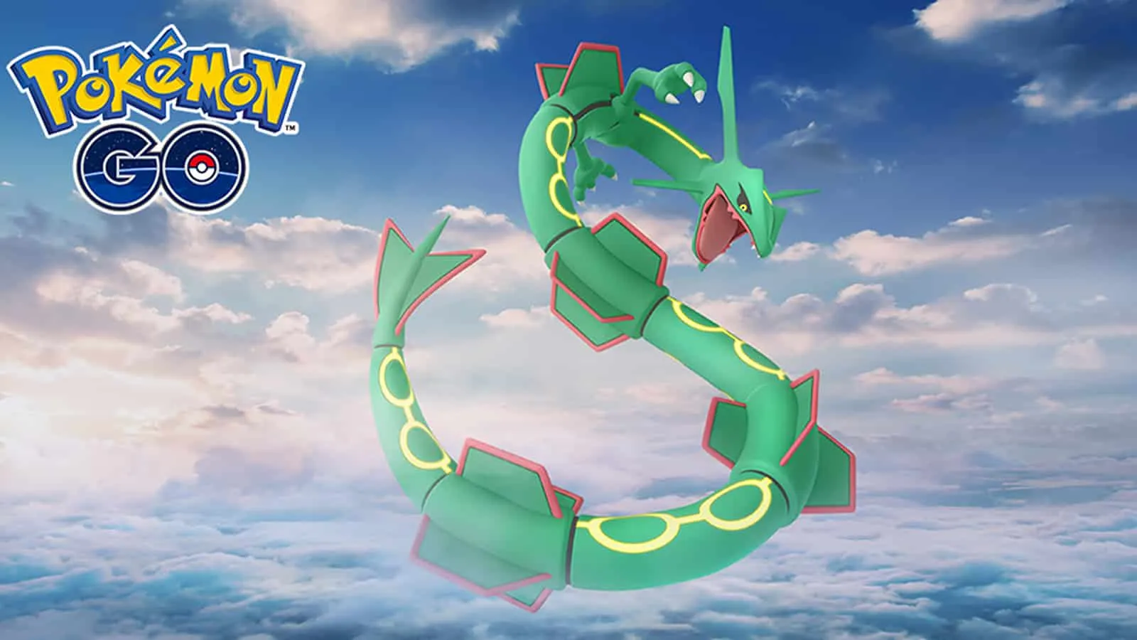 Capture d'écran du légendaire Pokémon Rayquaza dans la semaine météo de Pokémon Go.