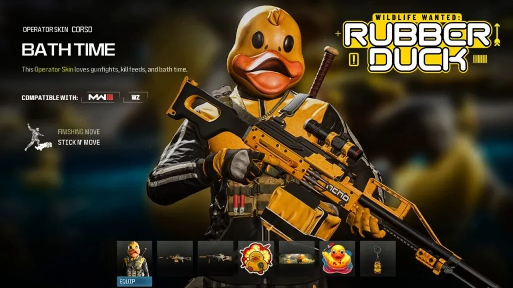 Pacote do operador Rubber Duck em MW3 e Warzone