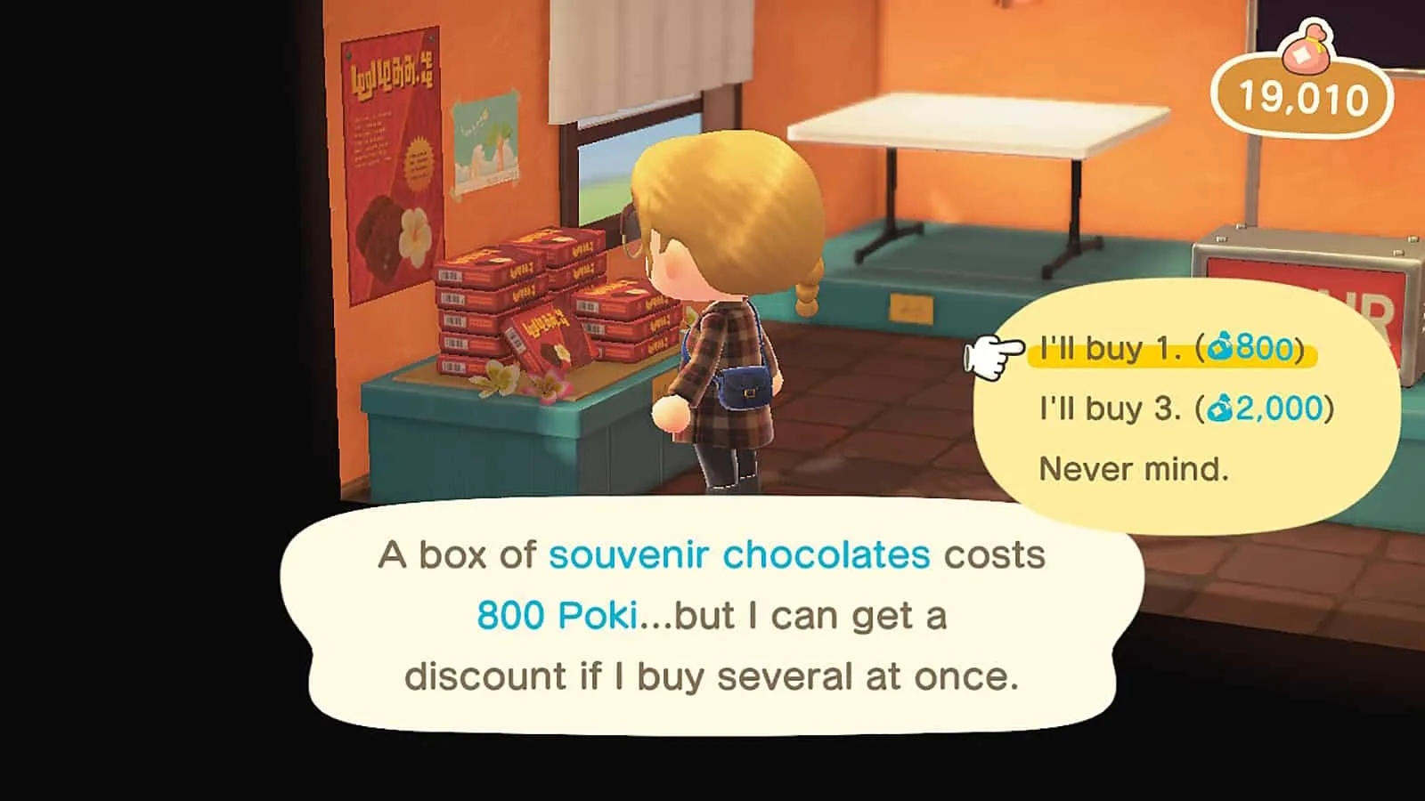 Chocolates de lembrança em Animal Crossing Happy Home Paradise