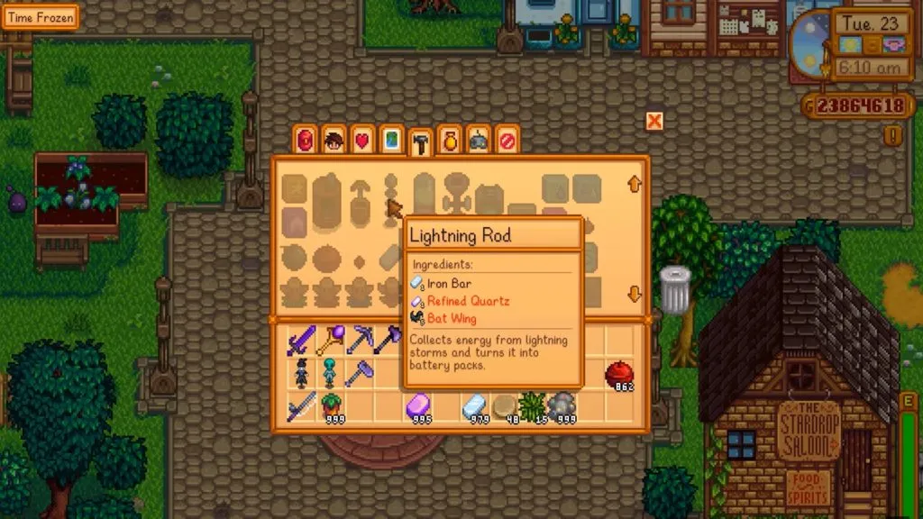 Receta de pararrayos en Stardew Valley