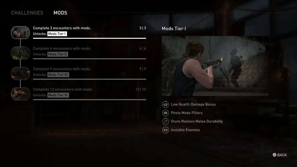 Tous les niveaux de mod dans The Last of Us Part 2 remasterisés