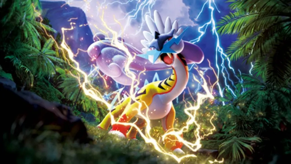 El arte clave de Pokémon TCG Temporal Forces muestra el Pokémon Raging Bolt