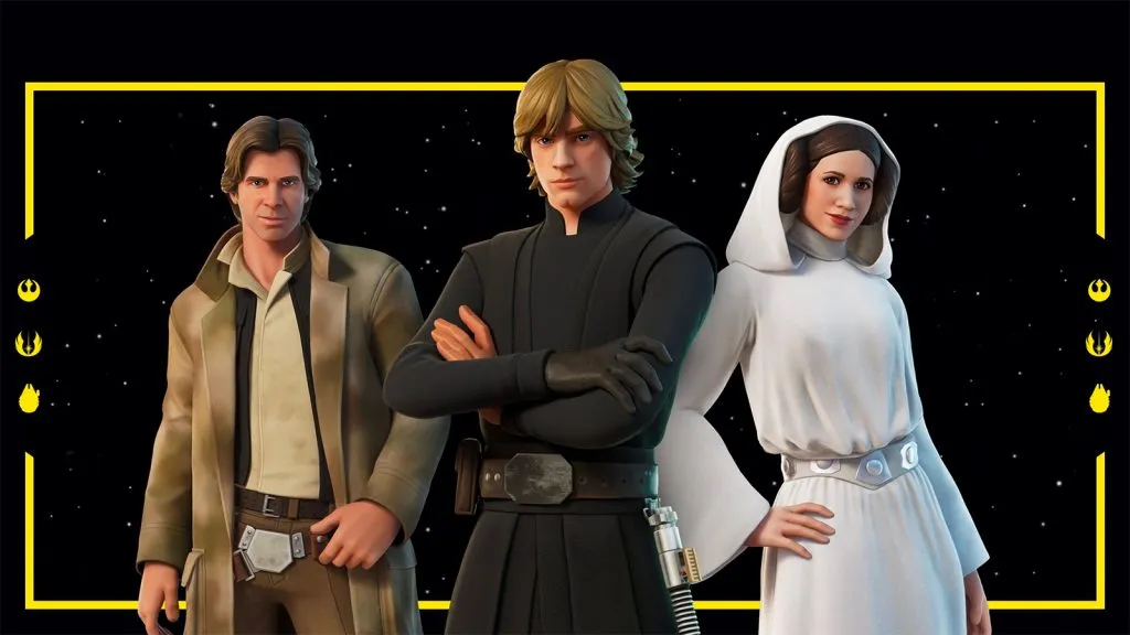 Han Solo, Luke Skywalker e Leia compaiono nell'aggiornamento 22.30 di Fortnite