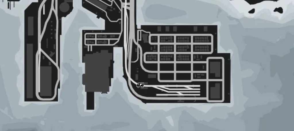 Posizione del furgone delle armi in GTA Online sulla minimappa dei terminal portuali